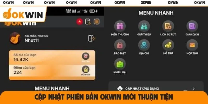 Cập nhật phiên bản OKWIN mới thuận tiện