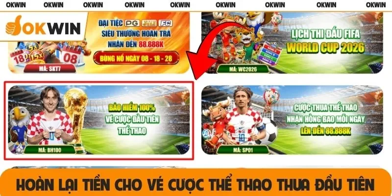 Hoàn lại tiền cho vé cược thể thao thua đầu tiên